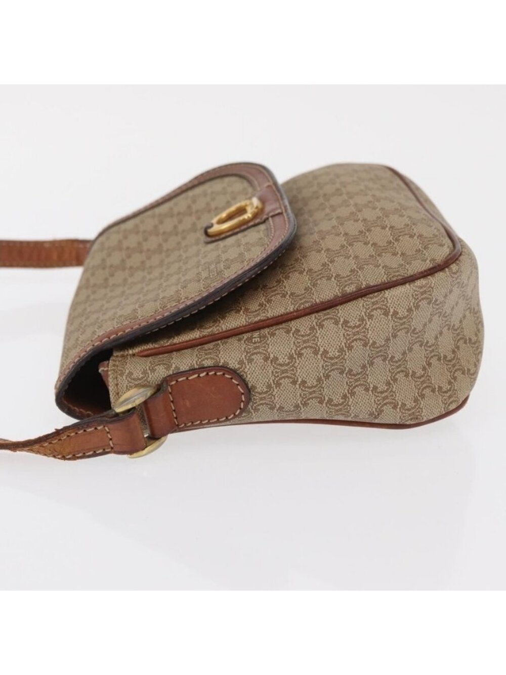 Authentic CELINE Macadam Canvas Shoulder Bag PVC Beige Gold - Picture 11 of 16